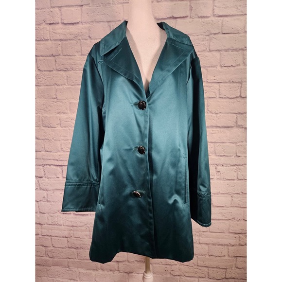 Dennis Basso Emerald Green Evening Jacket Size 2X Animal Print Lined - Picture 3 of 14